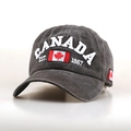 Dark grey washed cotton baseball cap with white Canada embroidery and flag detail - M / Washed Black
