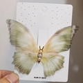 Sweet gradient green tulle butterfly hair clip with pearls and golden antennae decoration - Dry Leaf Green Butterfly Card Pack