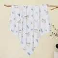 Soft cotton baby swaddle blanket featuring colorful unicorn and rainbow cloud prints - Starry Pony