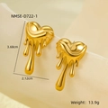 Detalle de pendientes de corazón fundido en oro 18K, tamaño 3,68cm y peso 13,9g - Oro de 18K / Dorado (NMSE-D722-1)