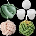 Morandi green and pink knot ball silicone molds with finished scented candles on black background - Wool Ball Set 1