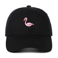 Gorra de béisbol de algodón negro clásica con bordado de flamenco rosa en el frente - Negro