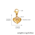 Golden heart pendant in stainless steel with M-shaped zircon and size dimensions - Gold Letter M Zirconia Pendant Accessory (D347)