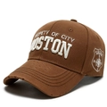 Brown vintage baseball cap with Boston embroidery and distressed brim details - Adjustable / Coffee