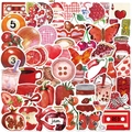 50 pieces of red cartoon Cherry Downtown waterproof stickers for guitar and laptop DIY deco - 50 Sheets Red Theme Set