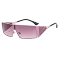 Futuristische Shield-Sonnenbrille mit rosa Farbverlauf und schickem rosa Metallrahmen - Lila
