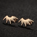 Rose gold stainless steel fan-shaped stud earrings in a minimalist radial punk design - Rose Gold