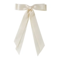 Elegant cream white satin bow hair clip with long ribbons and smooth silky finish - 2.5cm Duckbill Clip-Z244 / Cream