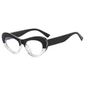 Cat-Eye-Brillengestell mit modischem schwarz-transparentem zweifarbigem Patchwork-Design - Schwarz zu Transparent Verlauf