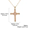 Minimalist silver cross pendant necklace with zirconia details and size measurement display - Style T (Luxury Cross/Multicolor Zirconia)