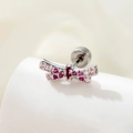 Orecchino a fiocco in argento con gemme rosa e chiusura a vite per piercing cartilagine - A501-2# Rosa (Singolo)