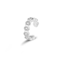 Elegant S925 silver honeycomb ear cuff with sparkling diamonds in a hexagonal design - Platinum Color (1 Piece) (FDEH-038)