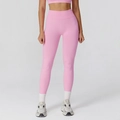 Pantalones de yoga sin costuras de talle alto en rosa con cinturilla acanalada - L / Rosa Burbuja