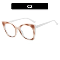 Occhiali cat-eye colore C2 con motivo maculato bianco e marrone e lenti trasparenti - Montatura Fantasia Lente Chiara