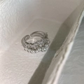 925 silver double-layered open ring with rectangular zircons and white pearls - Silver Double Pearl Zircon (JZ1163)