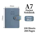 Gray-blue A7 pocket notebook 110x80mm with faux leather cover and metal buckle - A7 Grey Blue