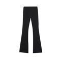 Detailed view of black elastic flare pants with smooth texture and solid color design - S / Black Pants