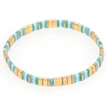 Bohemian Tila bead stretch bracelet with gold, light blue and turquoise enamel tiles - Fresh Multicolor Mix Bracelet Style (TL-B190080E) / Light Blue Turquoise White Gold