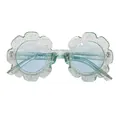 Kids flower-shaped sunglasses in translucent green with silver glitter and blue lenses - Kids / C32 Transparent Blue Glitter Frame