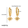Detail of gold zircon star hoop earrings with dimensions and weight measurements - Octagonal Star Style (TE6459)