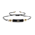 Handmade black woven Evil Eye bracelet with copper beads and imitation pearls - Black