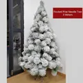 3m green pine needle flocked Christmas tree with realistic white snow and metal stand - 3m Flocked Pine Needle Tree