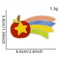Embroidered red apple patch with star tail design, measures 3.4x6.6 cm for DIY clothing - Size 7
