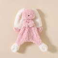 Pink and white cotton gauze baby bunny comforter toy with soft plush fabric texture - Pink & White (Bicolor Ears) Lamb Wool Rabbit