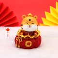 Chinese New Year tiger figurine in red lucky money bag for car dashboard or cake topper - 2732-3B Shaking Head Fat Tiger Blessing Bag