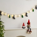 Guirnalda LED navideña con adornos de punto y gnomos de peluche festivos decorativos - Calcetín de Punto+Árbol+Estrella (Con Luces LED)
