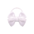 Minimalist white ribbon bow hair tie for girls with soft elastic band for ponytail styling - White