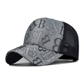 Berretto da baseball grigio con rete nera e motivo di lettere B stampate in stile urban - M (56-58cm) / Pied-de-poule Grigio