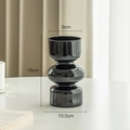 Sleek black multi-tier glass vase 18cm height with polished reflective surface - Height 18cm/Diameter 9cm / French Vintage Vase - Black