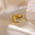 Minimalist wide band open ring in polished gold finish with geometric L-shape design - Letter L / Gold