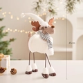 Standing Christmas elk ornament made of felt and knit with white hat and coat, 45cm height - White Christmas Reindeer (Standing) / 45cm