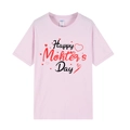 Pink Mother's Day cotton T-shirt with Happy Mother's Day print on white background - XS / Tops / Pink