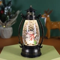 Bronze retro Christmas lantern snow globe with snowman figure and glittering sparkles - Snowman