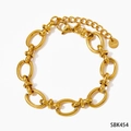 Grof goudkleurig roestvrijstalen schakelarmband met touwknooppunten en een karabijnsluiting - Armband (16+3cm) / Goud