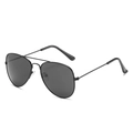 Classic black pilot sunglasses for kids with slim metal frame and dark grey lenses - Black Frame Grey Lens