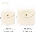 Elegant cream velvet jewelry pouch set with gold snap button in two different sizes - Off-White; Small 8x8cm