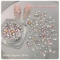 Mix di 50 mini cristalli di zircone per unghie in varie forme per decorazione nail art DIY - Zircone a Fondo Piatto Colori Misti / 50 perline