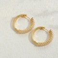 Eleganti orecchini a cerchio placcati in oro 14K con zirconi quadrati e marchio S925 - Stile Zirconia Bianca Grande (ES2223) / Grande Bianco (ES2223)