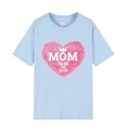 Light blue Mother's Day T-shirt featuring Mom You Are The Queen heart graphic - XS / Tops / Light Blue 318