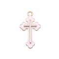 Ciondolo a croce minimalista rosa e oro per creazione di collane e bracciali DIY - Rosa
