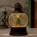 Vintage Bronze-Weihnachtslaterne mit Weihnachtsmann und Baum im warmen Glanz - Vintage Gold Weihnachtsbaum