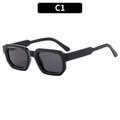 Classic black thick square frame sunglasses with dark grey UV lenses for C1 style variant - Black Frame Grey Lens
