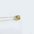 Golden donut letter pendant necklace with white zircon crystals on bead chain - Style O