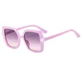 Square pink children's sunglasses with pearl accents and gradient purple lenses - C2-Purple Frame Gradient Gray Lens