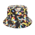 Detail of colorful abstract oil painting graffiti print on a canvas bucket hat - M (56-58cm) / Black Colorful Block Strokes Style (2#)