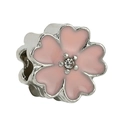 Pink enamel cherry blossom bead with a central clear zircon for DIY charm bracelets - Center Zirconia Pink Sakura (044)